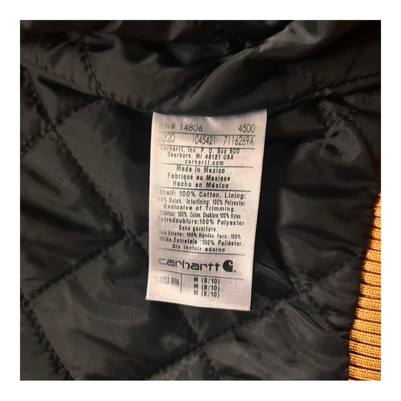 Cathartt Loose Fit Insulated Duck Jacket Brown Ribbed Sleeve Winter Coat M - Picture 7 of 8